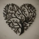 Aşkın Dalları MDF Geometrik Kalp Duvar Dekoru