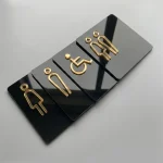 3D Gold Pleksi Tuvalet Yönlendirme Tabelası Seti